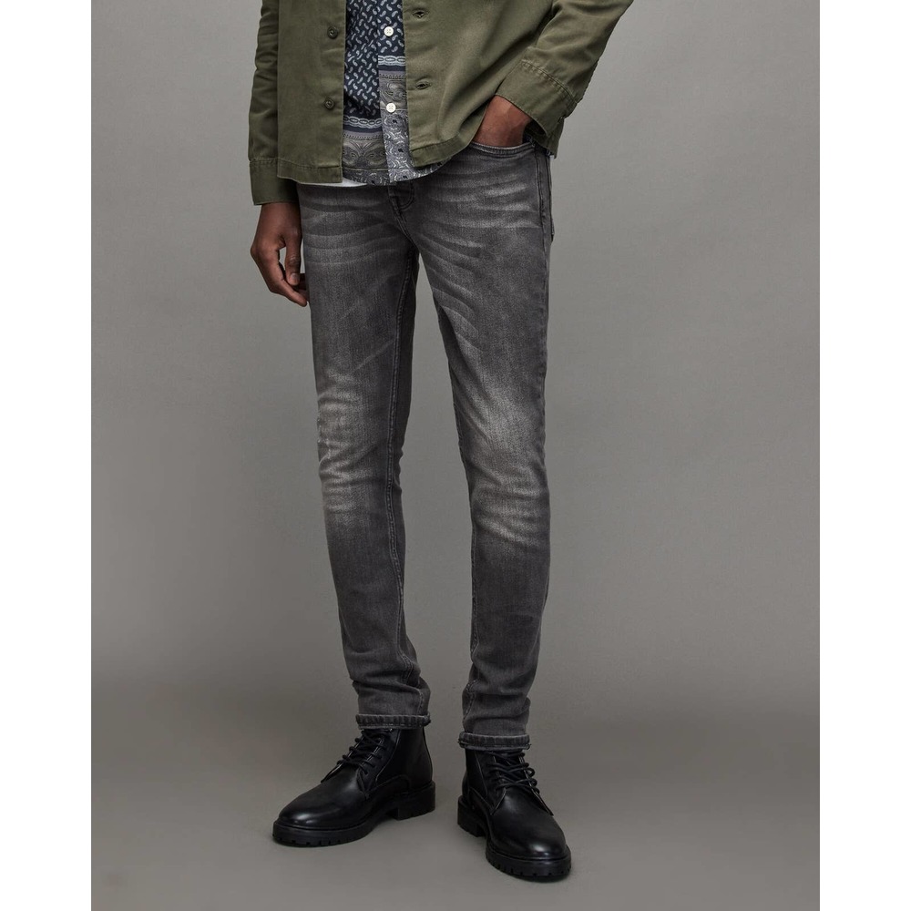 Allsaints Cigarette "Damaged" Skinny Jeans Washed Black W30/30L